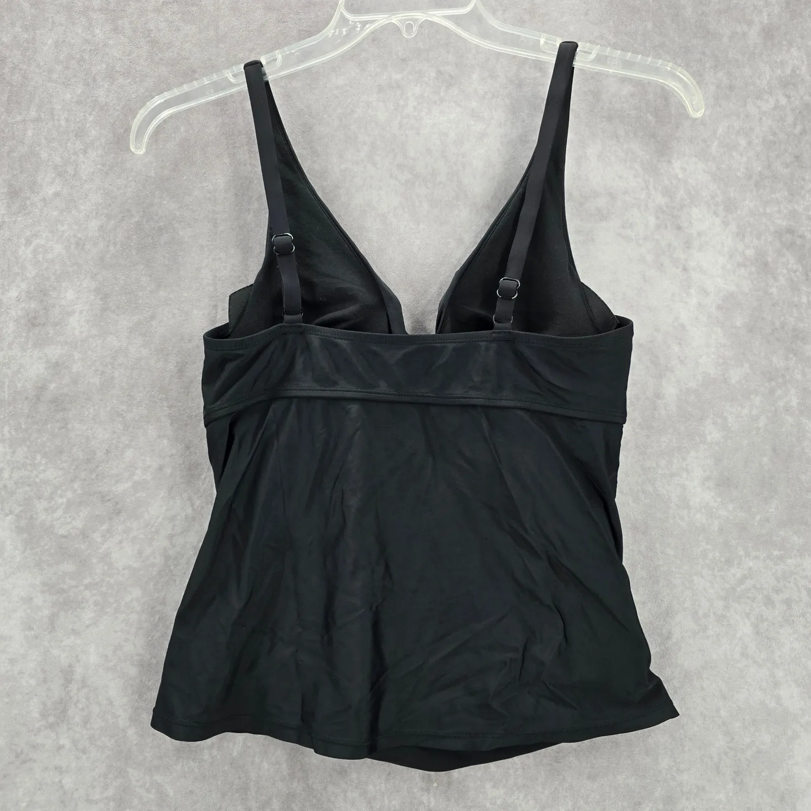 Catalina Black Scrunch Crisscross Padded Swimwear Tankini Tank Top Medium M 8/10 - Image 2