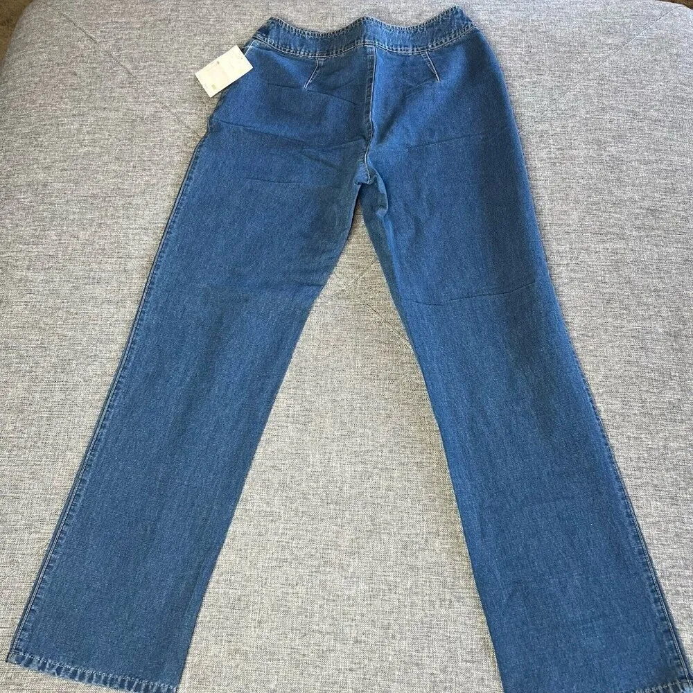 Liz Claiborne Jeans Size 10 Straight Wide Leg Dark Wash Lizwear Forties‎ Flair - Image 6