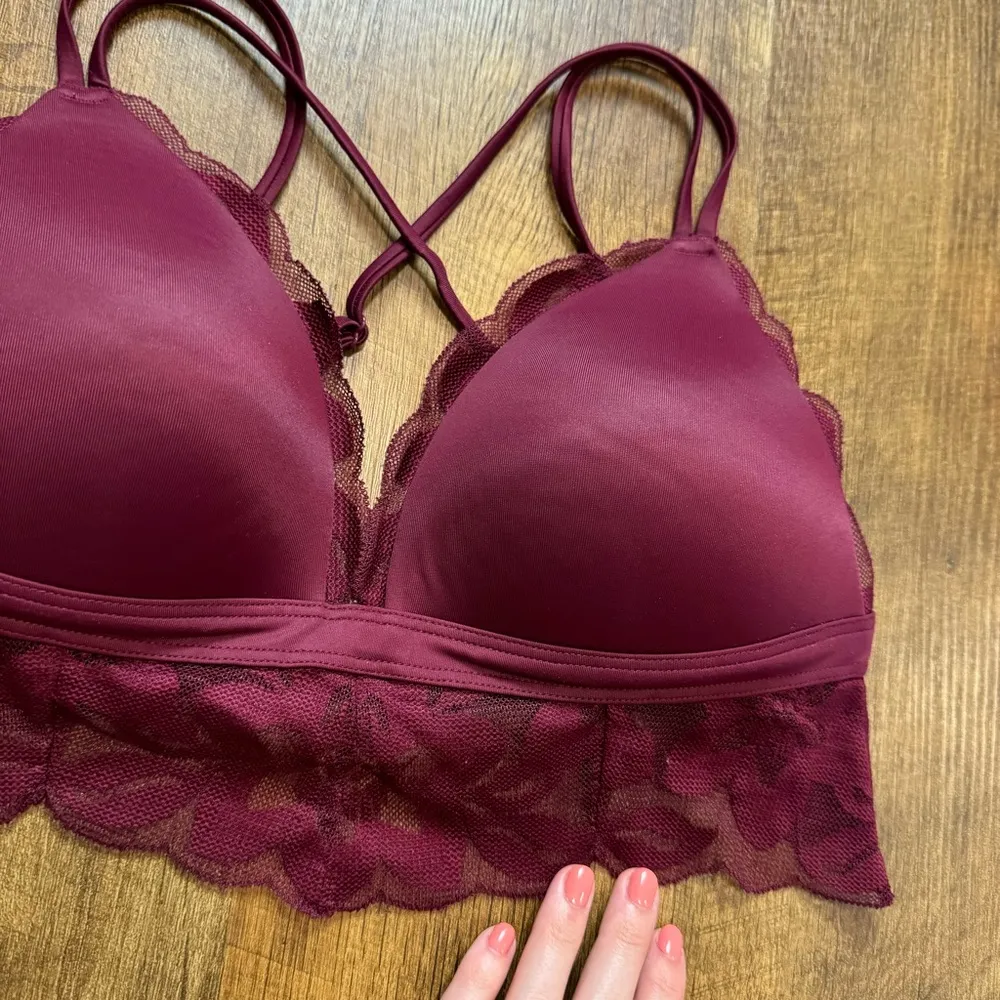 PINK Victoria’s Secret Pushup Bralette Bra Sz Medium Lace Trim Longline - Image 4