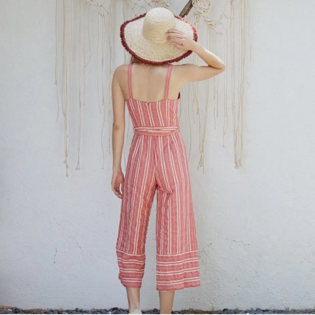 Anthropologie Ett:Wa Red White Striped Jumpsuit Women’s Small‎ Cotton Blend - Image 3