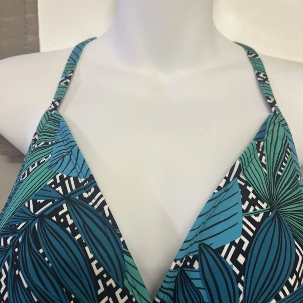 Jantzen One Piece Tropical V-Neck Padded Ruched Swimsuit Size 16 - Image 3