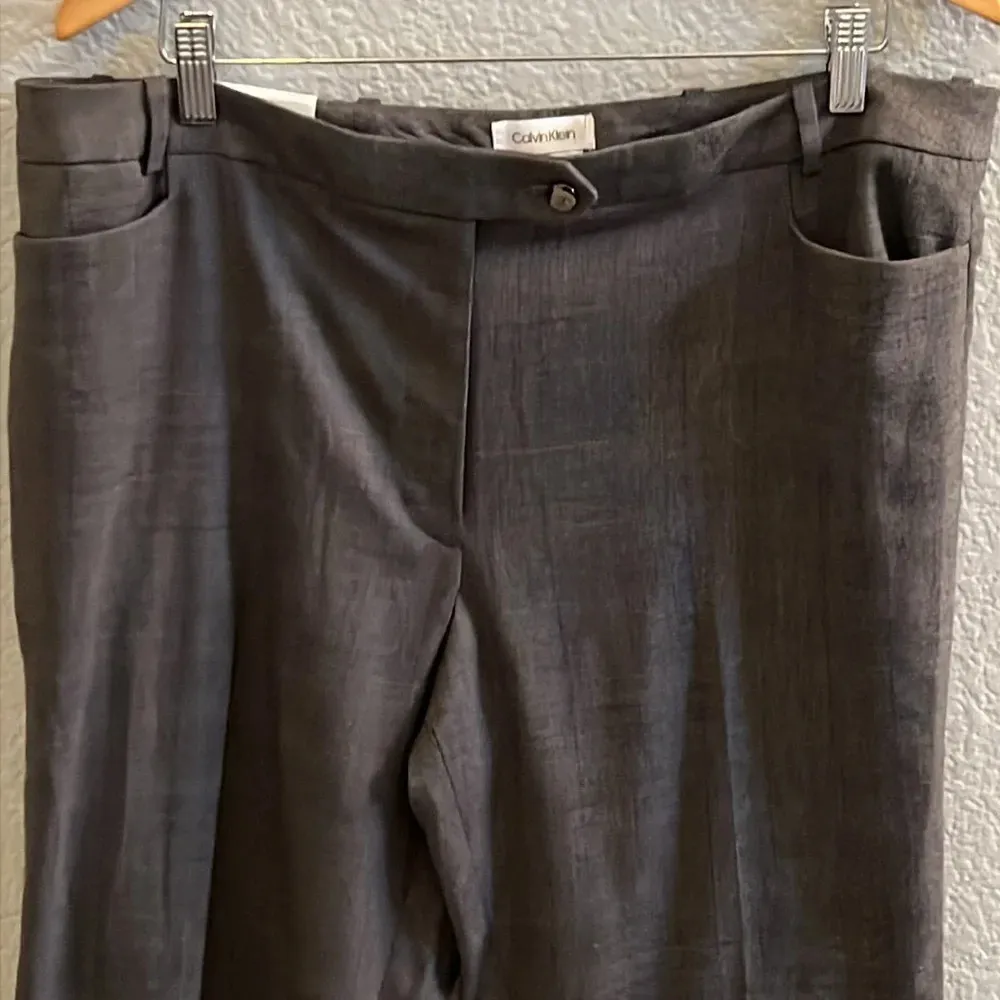 Wide Leg Dress Pants Striped Gray Hook & Eye Size 16 - Image 2