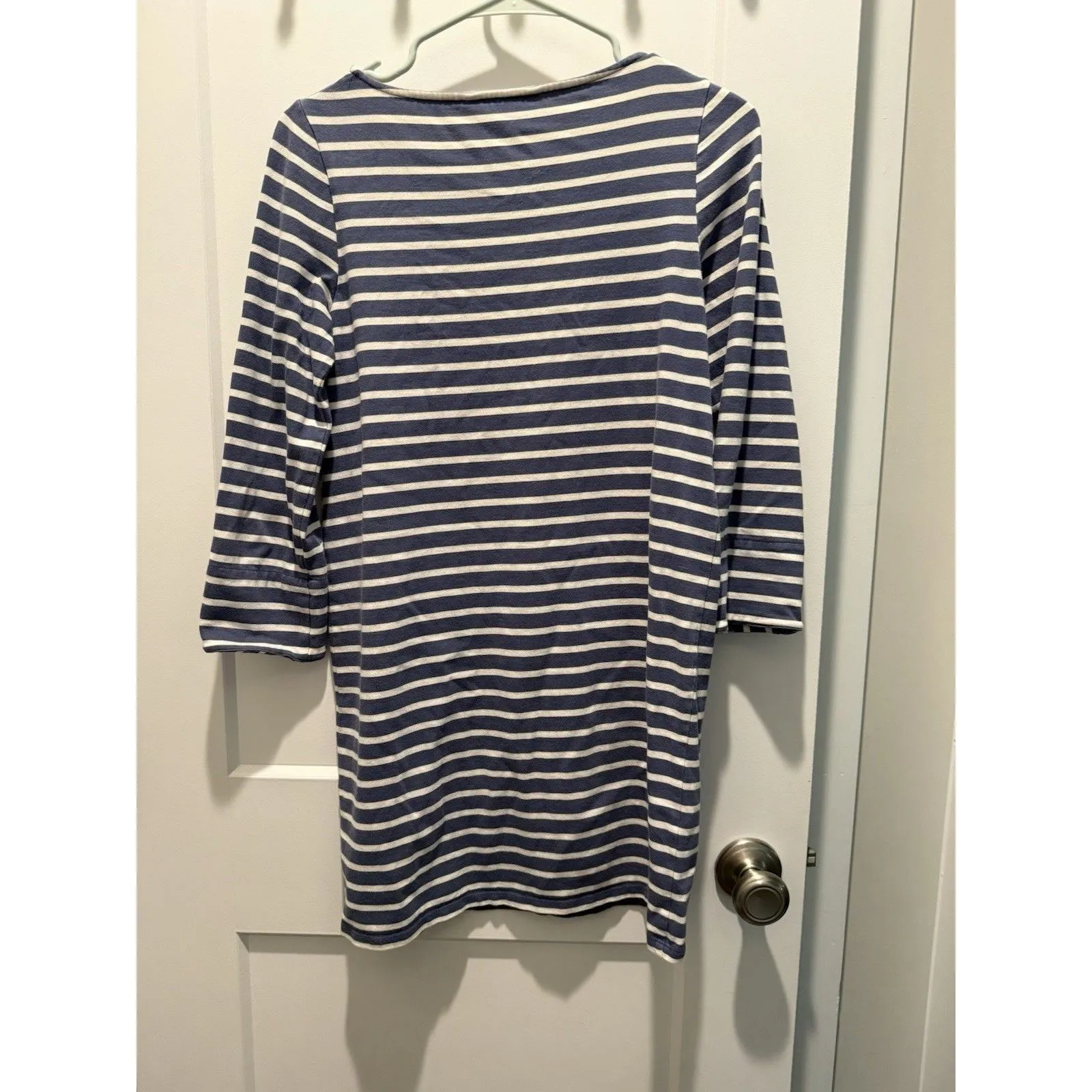 Boden Dress Blue White Striped Crew Neck Cotton Pullover 3/4 Sleeve Sz 2 - Image 4