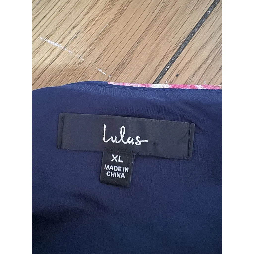 Lulu's Midi One Strap Dress Women‎ Size XL Blue Floral Print Ruffles Hawaiian - Image 3