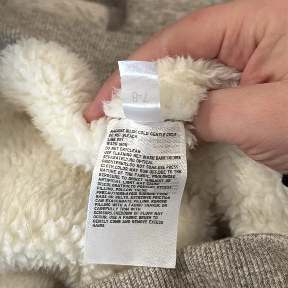 Uniqlo Hoodie Beige Gray Heathered Full Zip Faux Fur Lined Sweatshirt Size M - Image 12