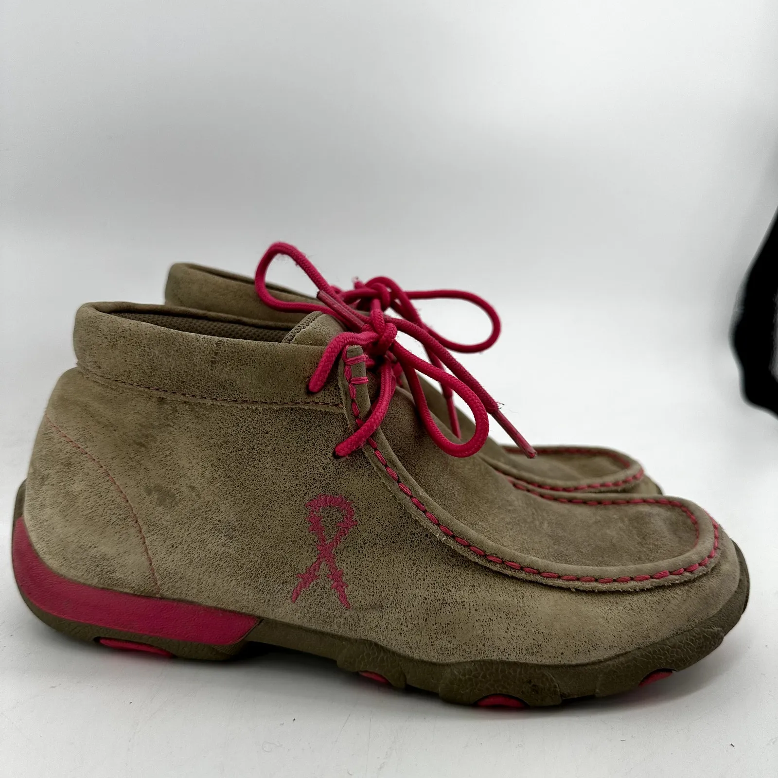 Twisted X Chukka Driving Moc Tough Enough to Wear Pink Boots Leather Beige 7 - Image 3