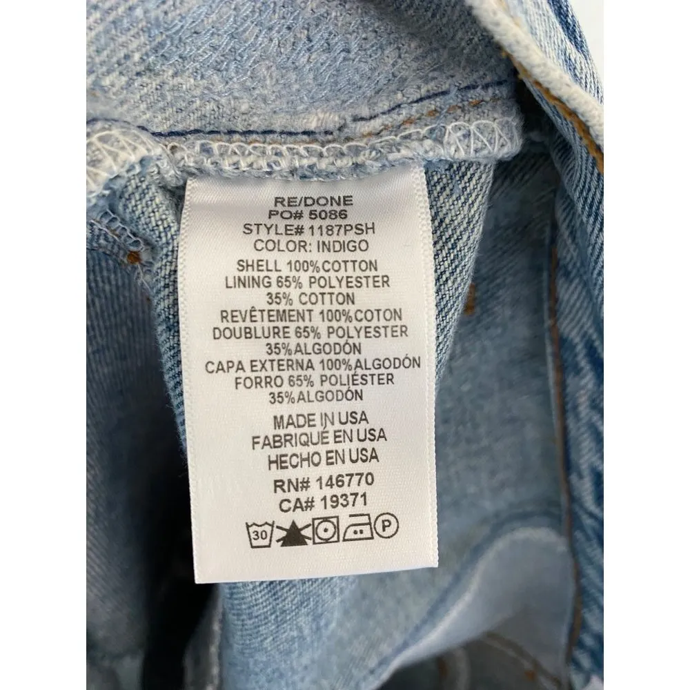 $295 NWT RE/DONE x LEVI'S INDIGO 70s PATCHED SHORTS SZ 26 - Image 11