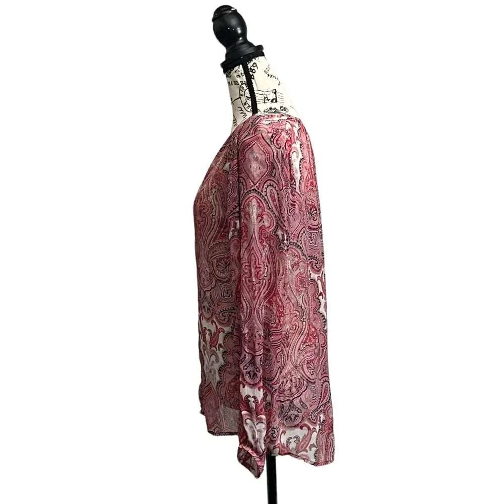 Lucky Brand Paisley Sheer Long Sleeve Boho Tunic Top Women’s S Peasant Blouse - Image 4