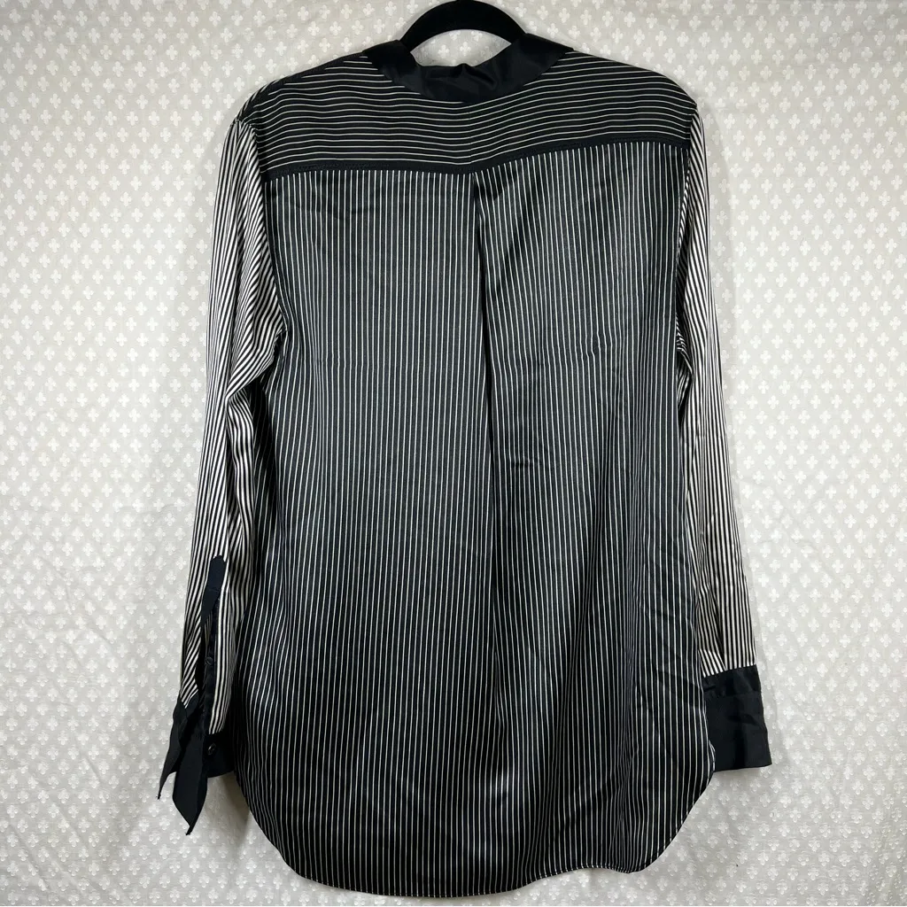 Rag‎ & Bone Black White Striped Silk Button Down Top - Image 7