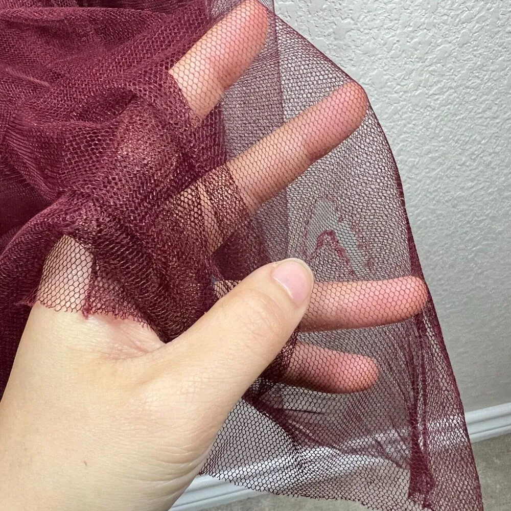 Jenny Yoo Tulle Maxi Skirt Womens 4 Burgundy Wedding Whimsigoth Fairy Balletcore - Image 3