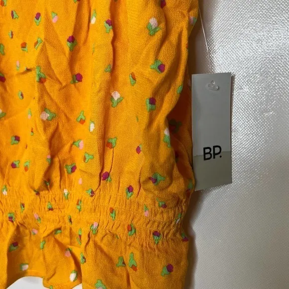 BP Women's Yellow Floral‎ Print Tie Strap Sleeveless Crop Top Tank Size Small - Image 4