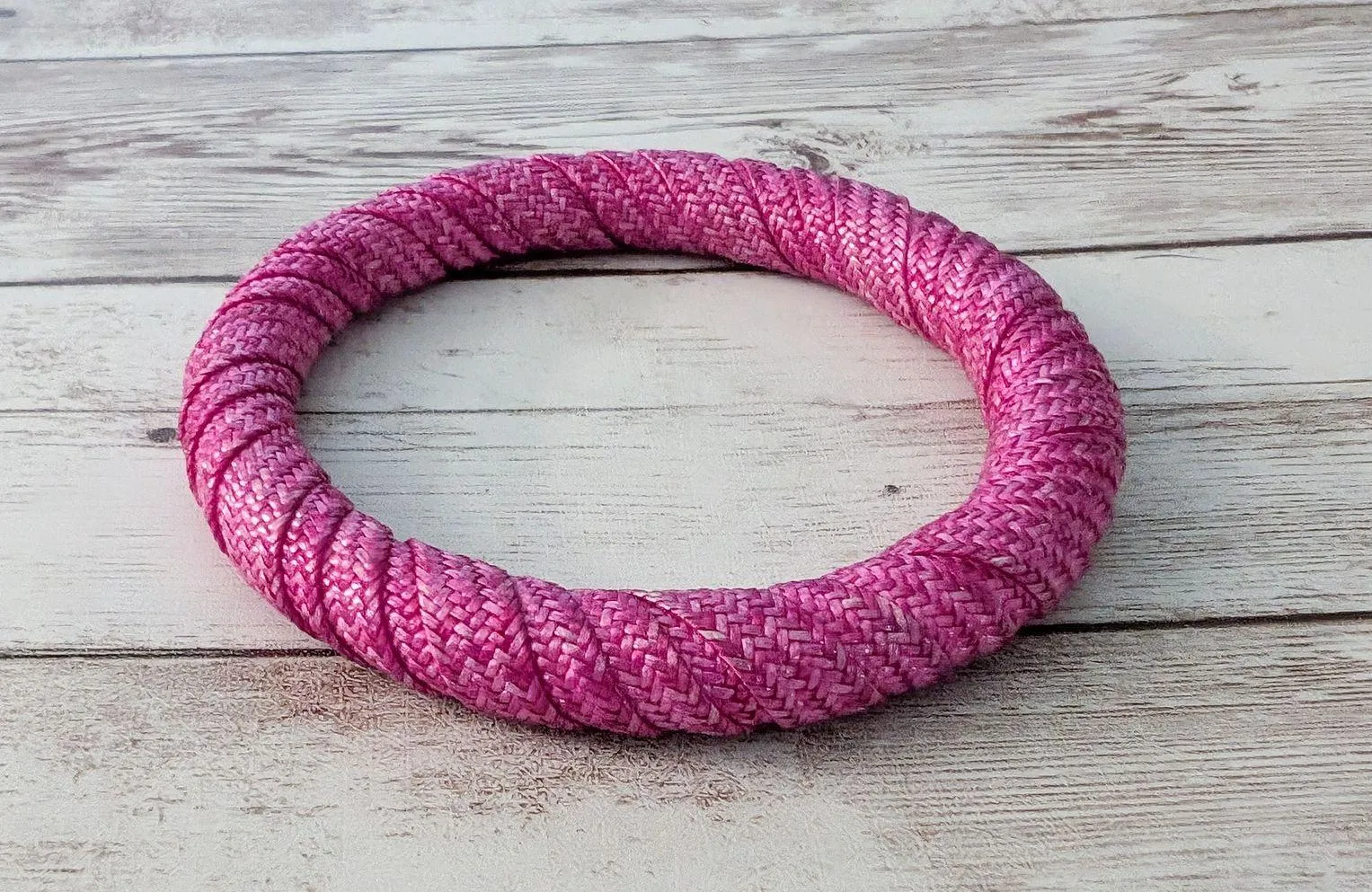 Vintage Bracelet Pink Cord? Wrapped Statement Bangle - Image 4