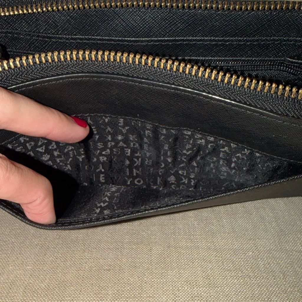 Kate Spade Midnight Black Leather Zip Wallet - Image 7