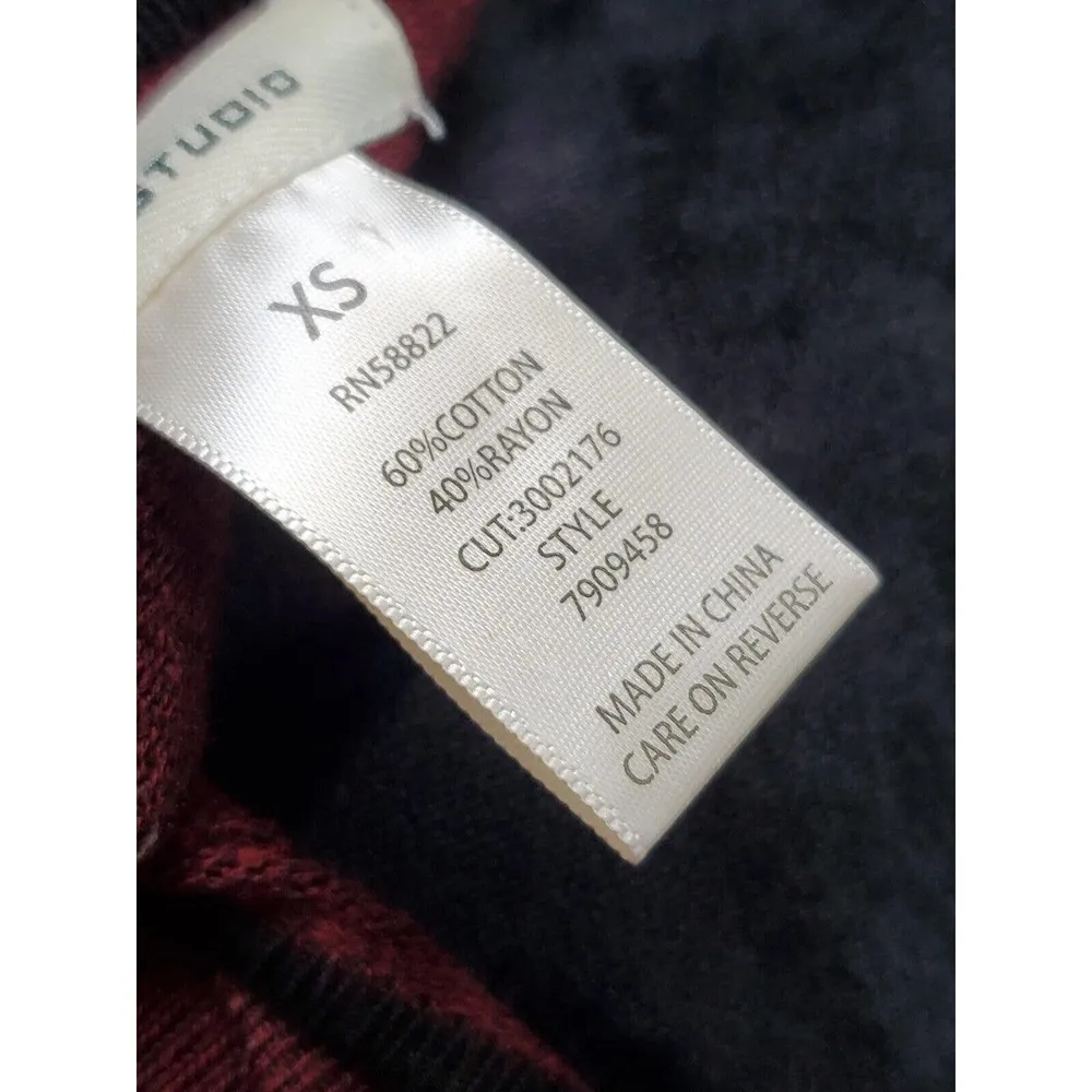 Max Studio Sweater Maroon Cotton Scoop Neck Long Sleeve Knee Length Dress XS - Image 9