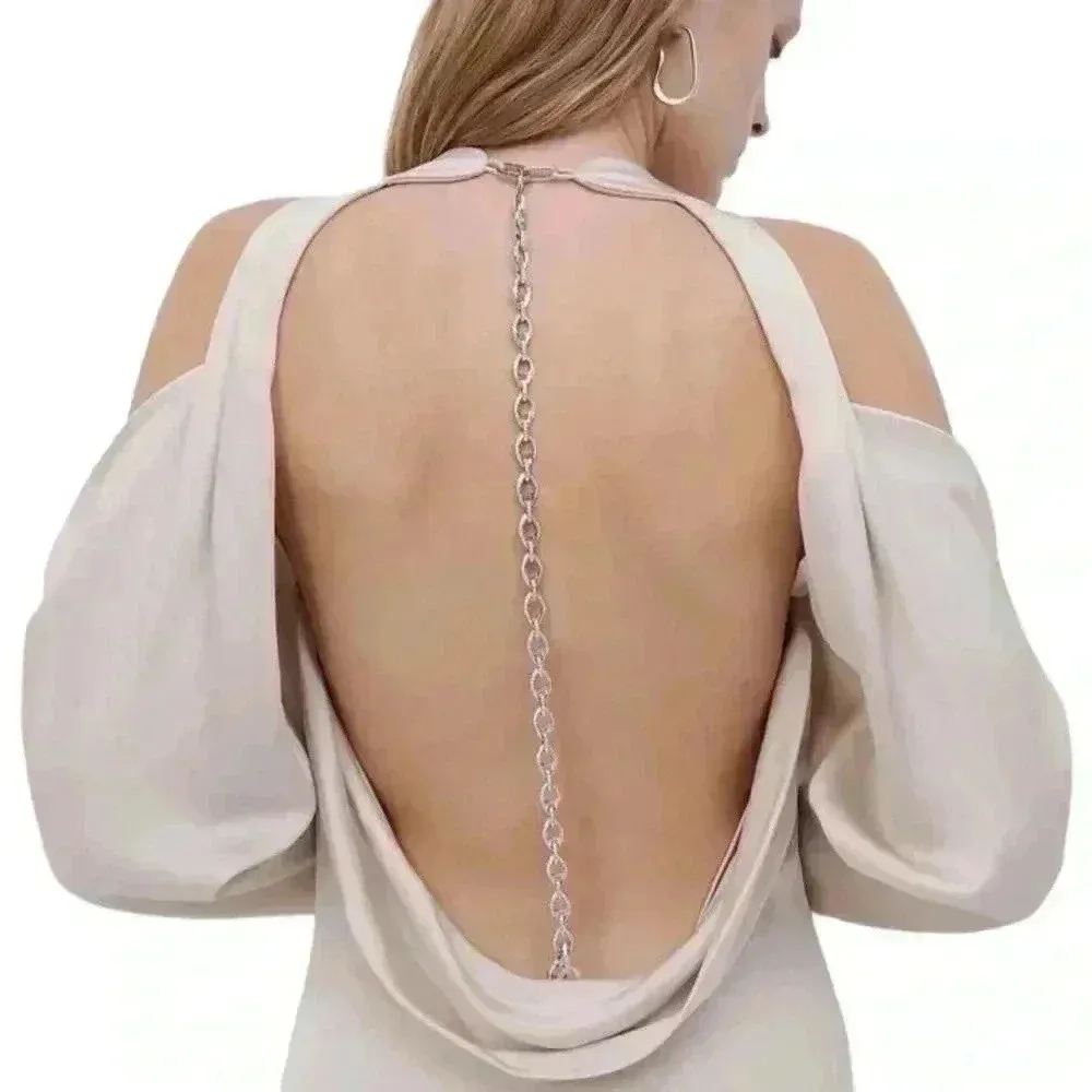 Jonathan Simkhai Caitlyn Champagne Satin Open - Image 8