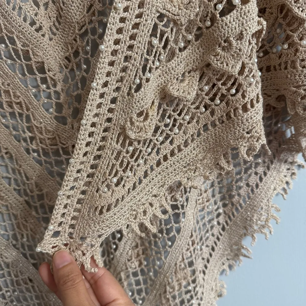 Nanette Lepore  Tan Crochet Shawl - Image 6