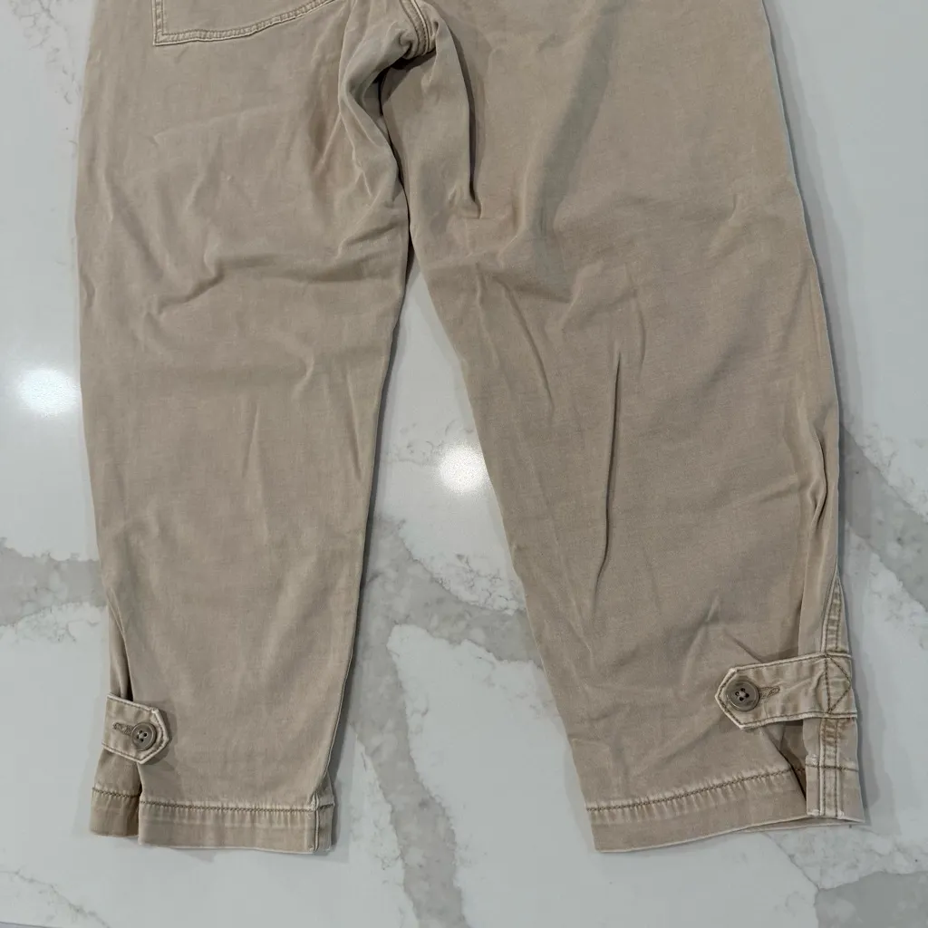 Liverpool Los Angeles Crop Utility Cargo Capri Khaki Pants Womens 8P Cinched Leg - Image 6