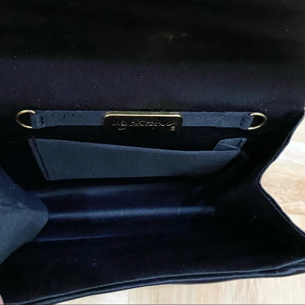 INGE CHRISTOPHER Black Silk Satin Evening Bag with Heart Bling Rhinestone - Image 5