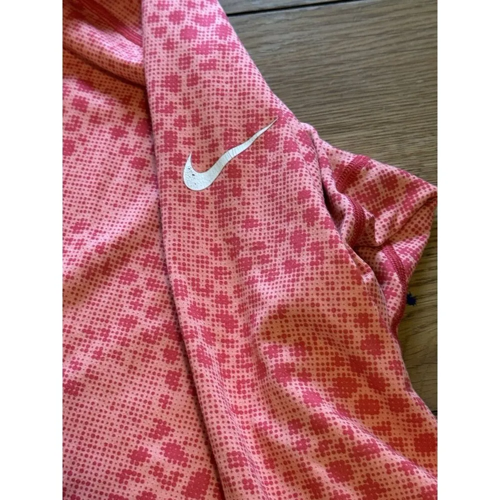 Nike Pro Women’s Large Running Shirt Peach ISH PinkDri-Fit Patterned Quarter Zip - Image 9