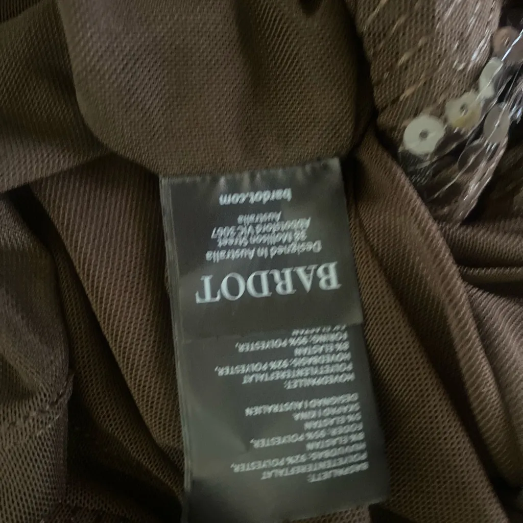 Bardot Verona Sequin Maxi Dress Brown 12 NWT Anthropologie Dark Chocolate - Image 8