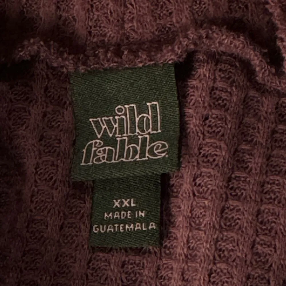 Wild Fable XX-Large Crop Top Waffle Knit Long Sleeve Cowl Neck Stretch Purple - Image 6