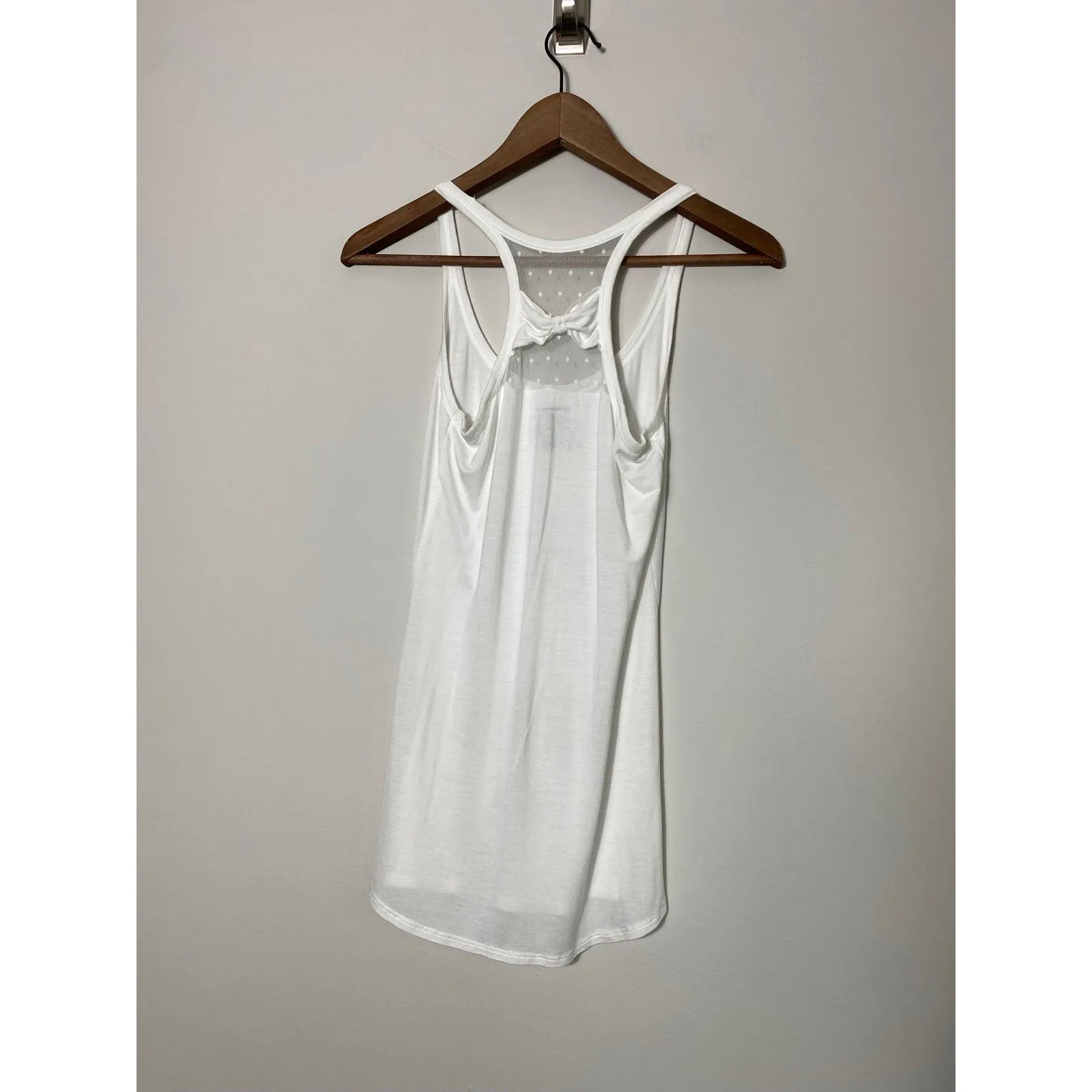 Victoria’s Secret “Bride” White Tank Top Size M with Mesh Back Bow Detail - Image 2