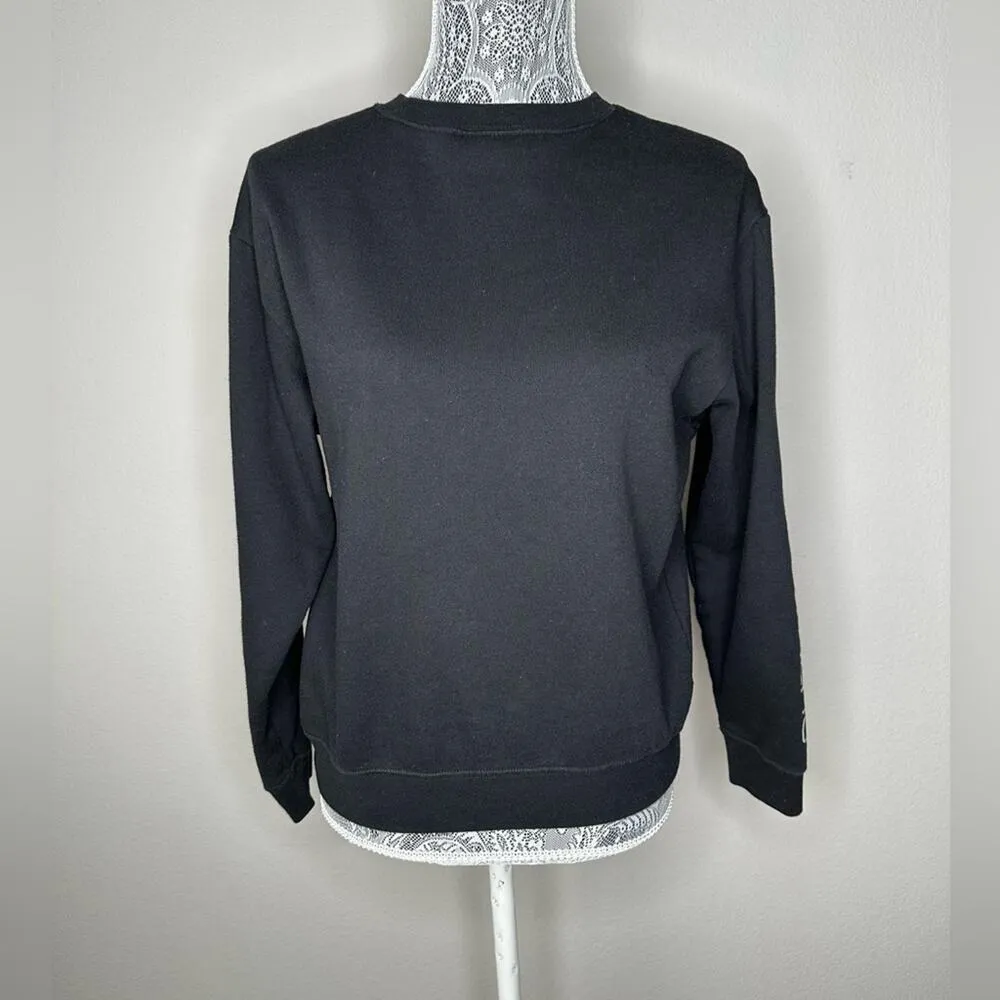 Womens Casual Black Logo Crew Neck Pullover Sweatshirt Size XS - Image 3