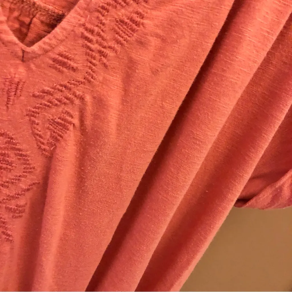 Roxy Cinched Waist Short Sleeve‎ V Neck Dress Pink Medium - Image 7