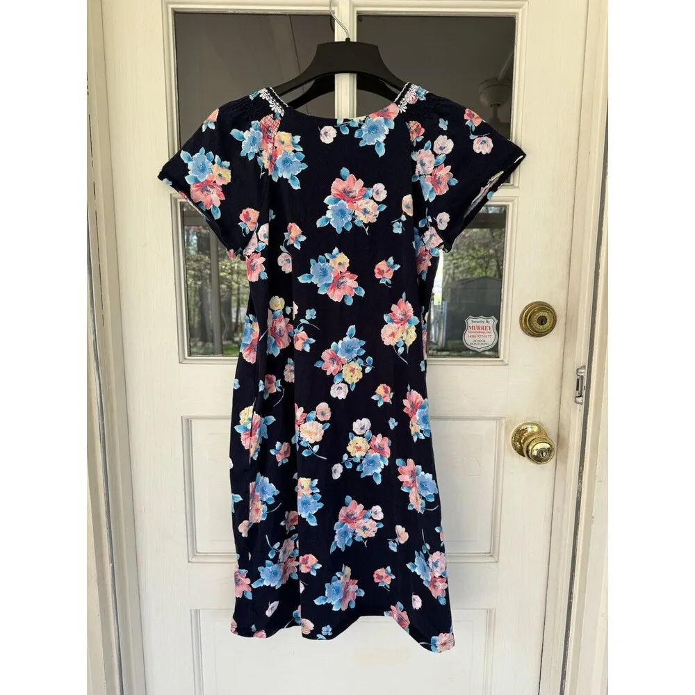 Women's Nightgown Blue White Floral Buttons Lace Smock Size L - Image 10