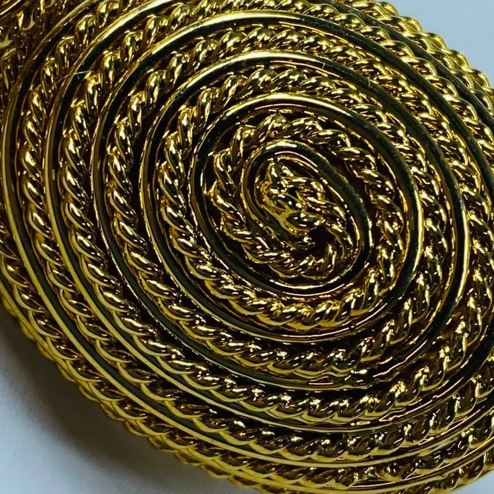 Gold Tone Spiral Rope Dome Oval Shape Clip - Image 12