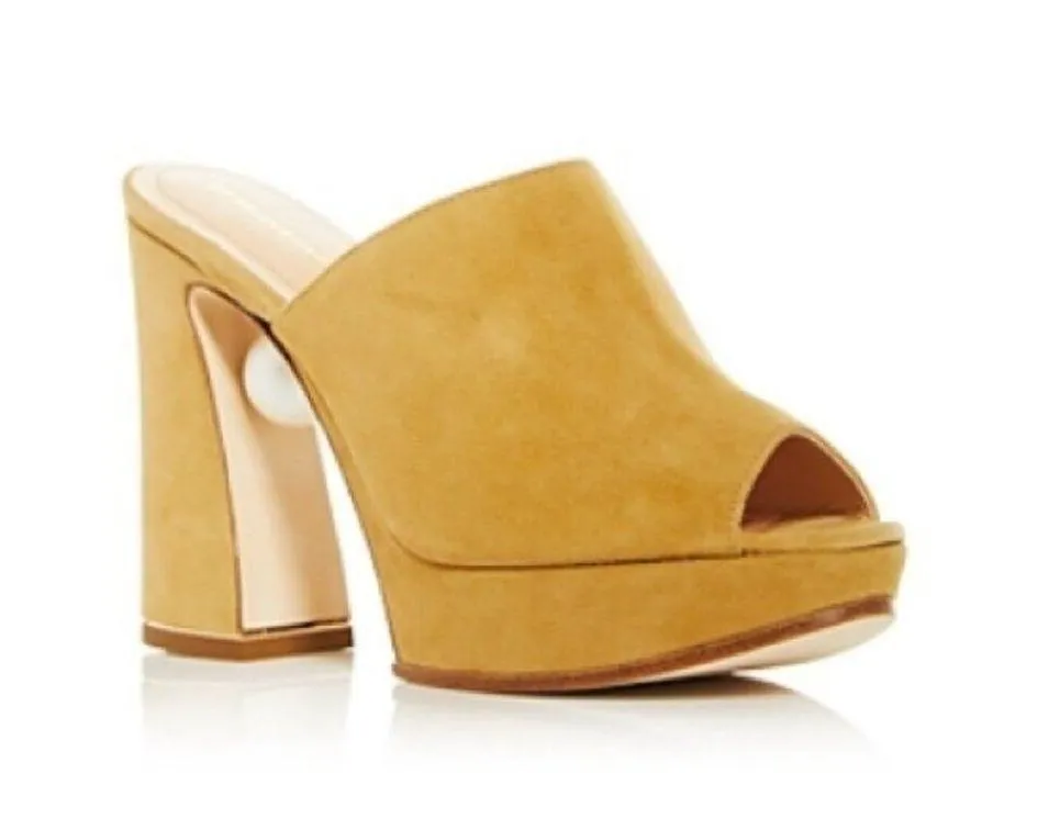 Nicholas Kirkwood Annabel Suede Mule in Hazel Suede Size 36.5 New +DustBag Tan - Image 4