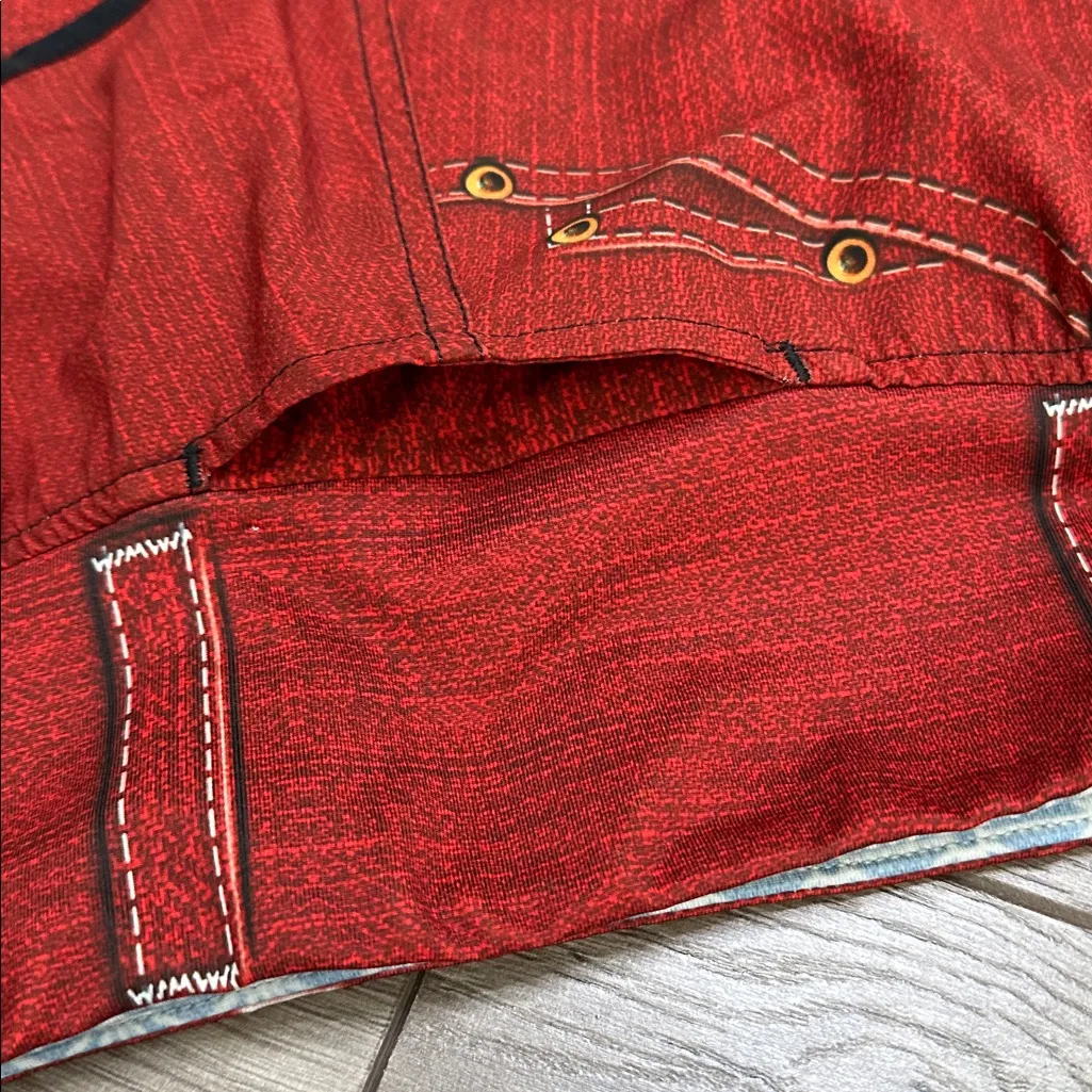 INKnBURN Red Denim Performance Lined Running Shorts Size Medium - Image 6