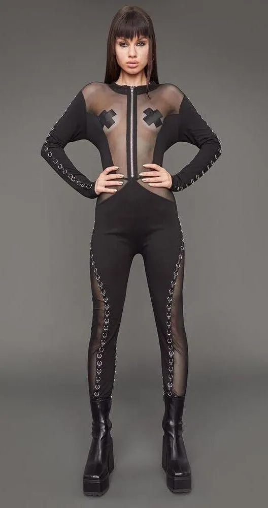 Poster Girl Black Rude Temptations Mesh Jumpsuit XS Catgirl - Image 7