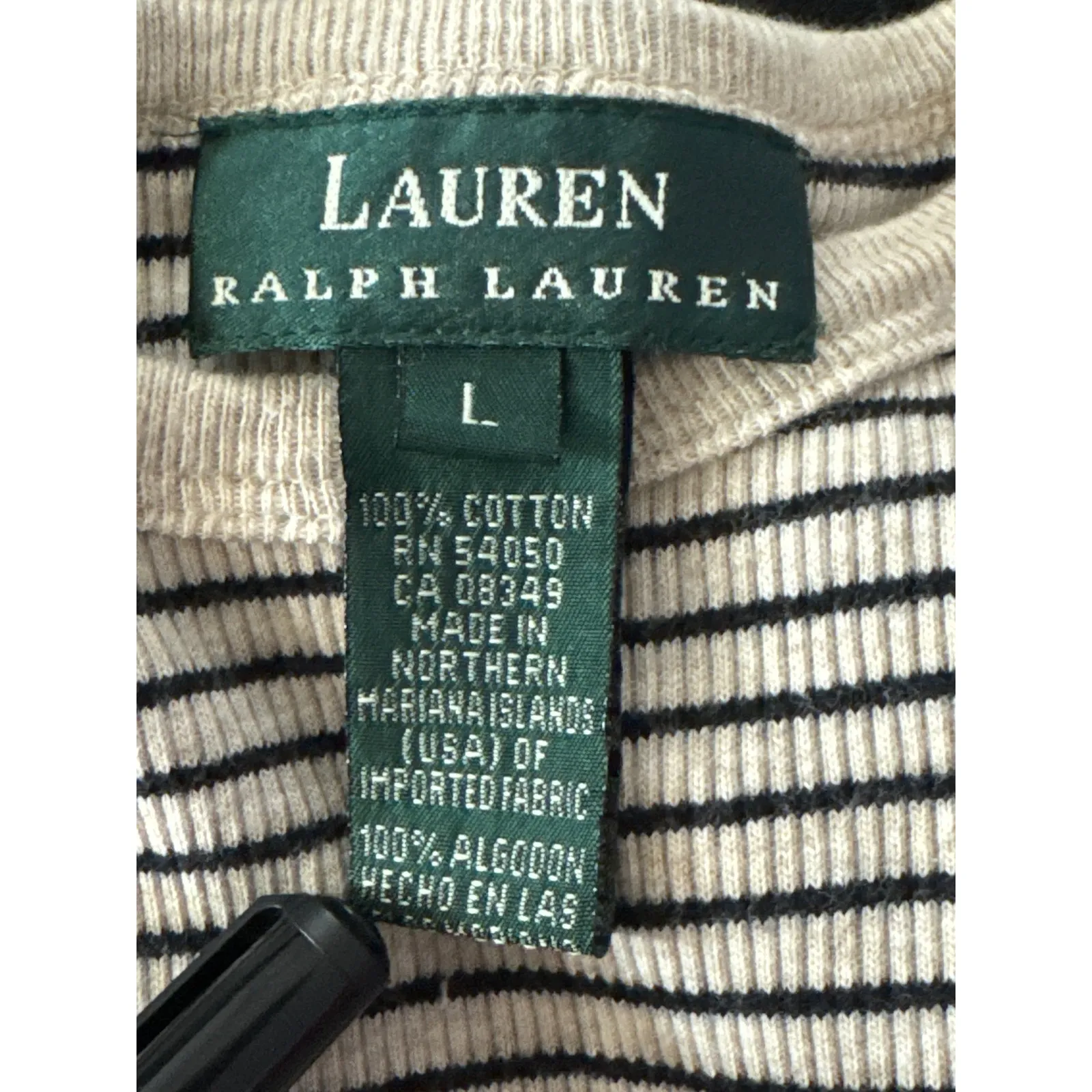 Lauren Ralph Lauren Striped Ribbed Tank Top Women's Large Coastal Nautical Layer - Image 6