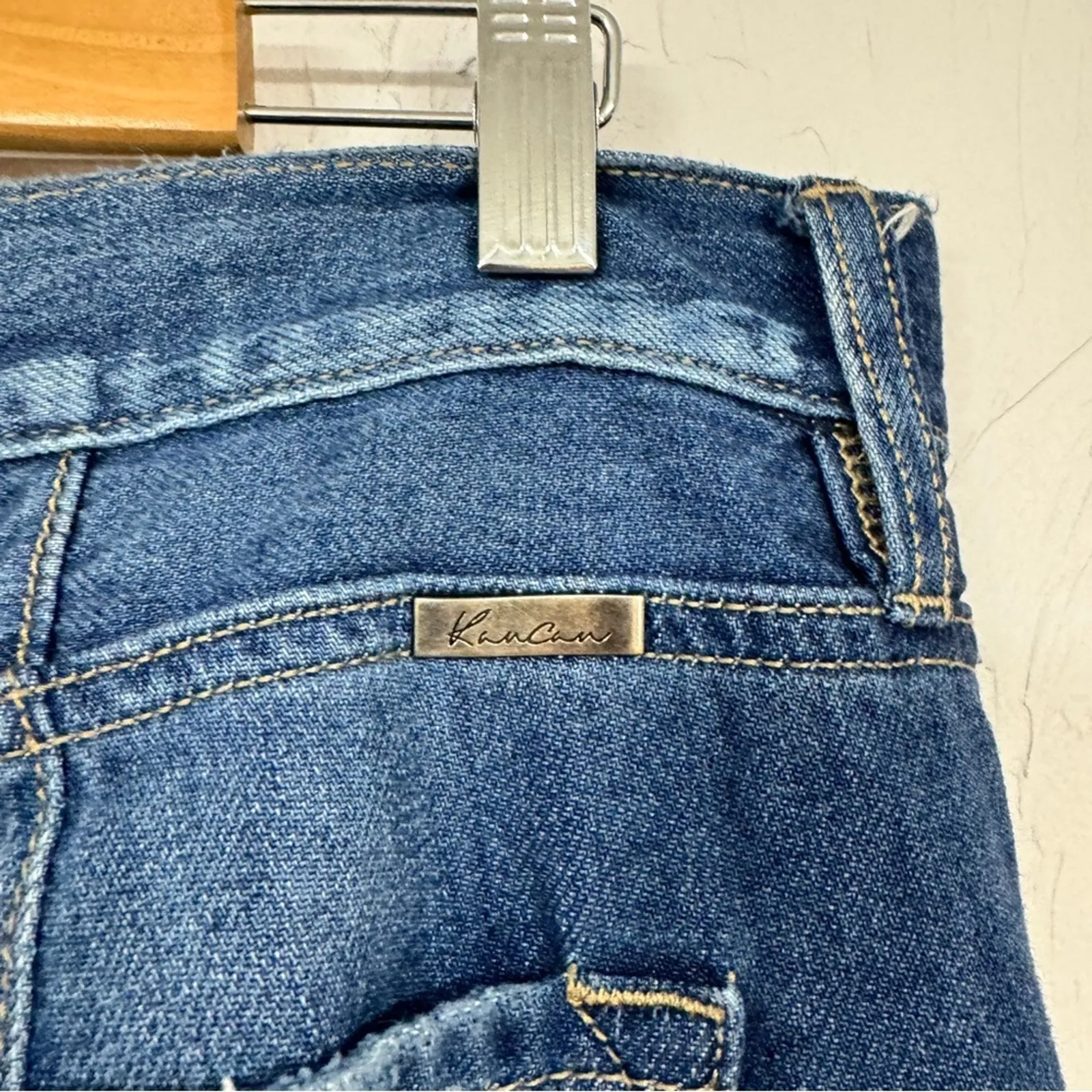 Kancan Blue Wide Leg Distressed High Rise Jeans Womens 31 Denim Classic Raw Hem - Image 9