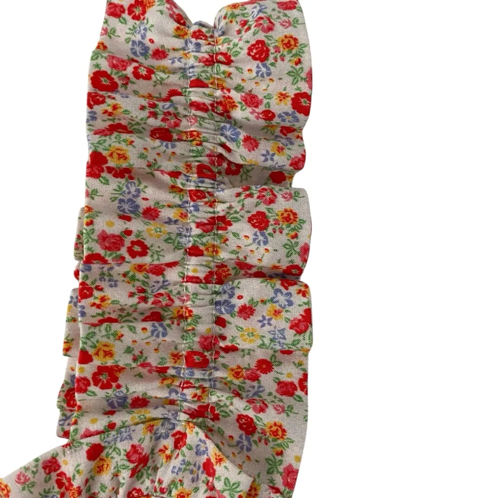 Notes Du Nord Ora Tight Dress Ruched Sides Ditsy Floral Cream size 38 US 6 Red - Image 3