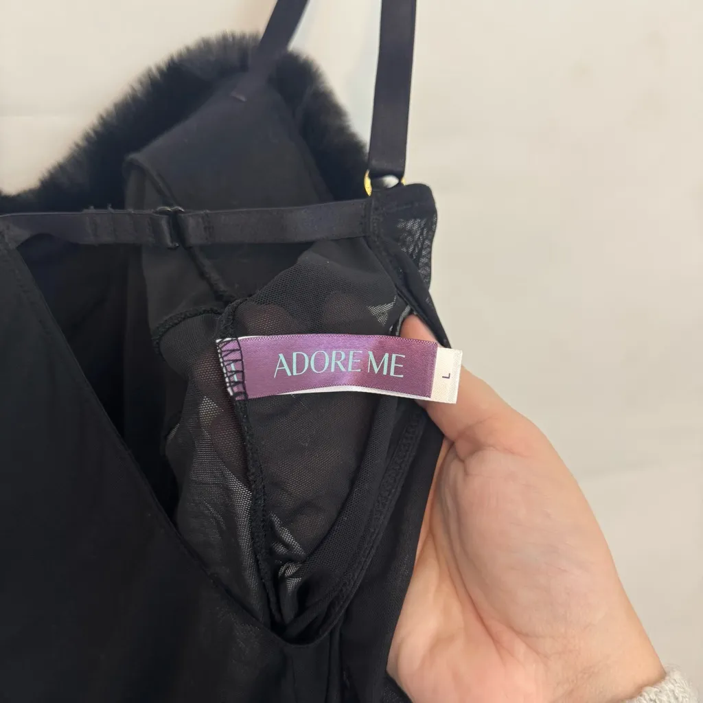 NWT New Adore Me Women's Felina Bodysuit Lingerie L / Jet Black - Image 6