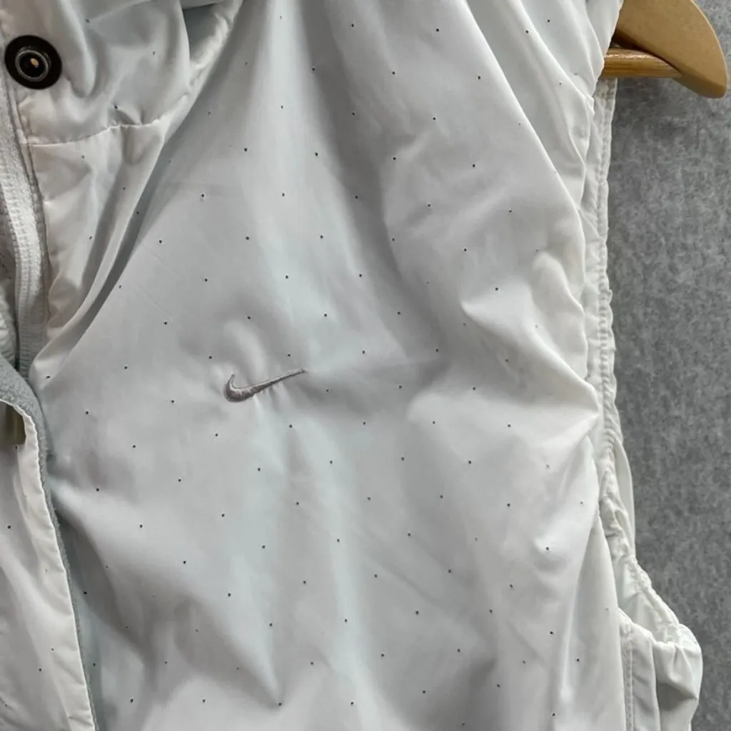 NIKE Running Vest Womens Small White‎ Black Polka Dot Fleece Lined Pockets Cinch - Image 3