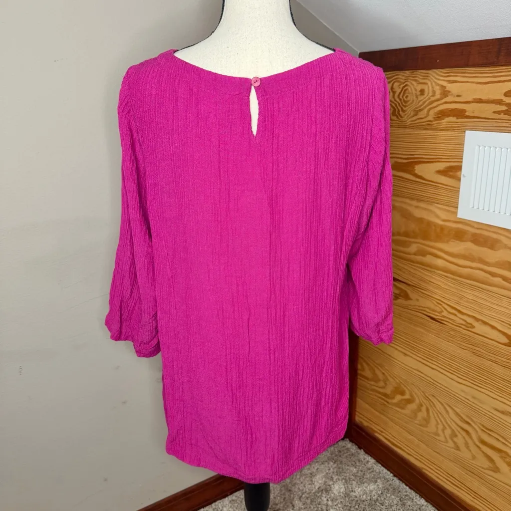 Soft Surroundings Oceo Gauze Tunic Top Fuchsia Pink Petite Medium PM 3EW85 - Image 2