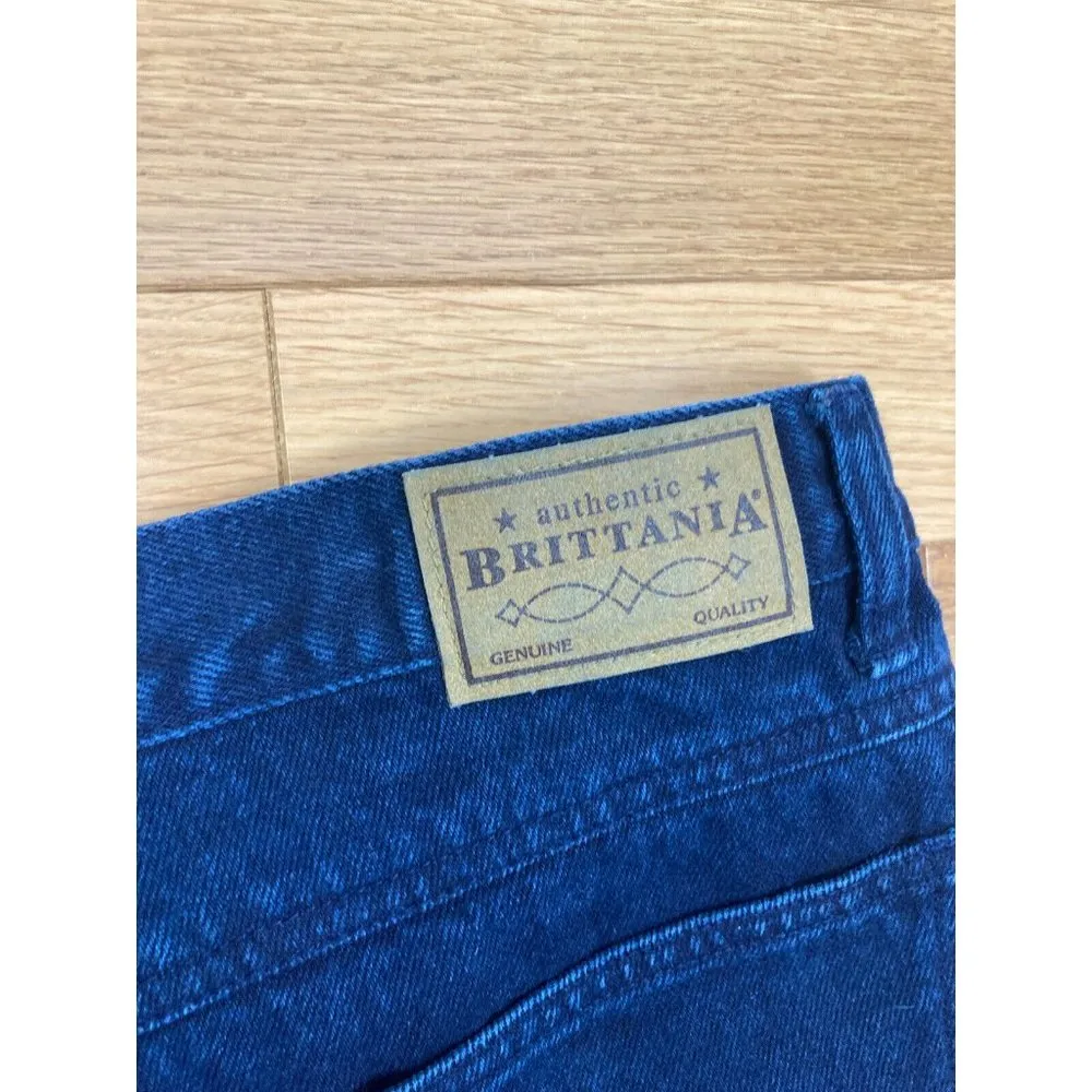 New Vintage Brittania Relaxed Fit Mom Jeans Womens 16 Dark Wash High Rise Pleats Blue - Image 9