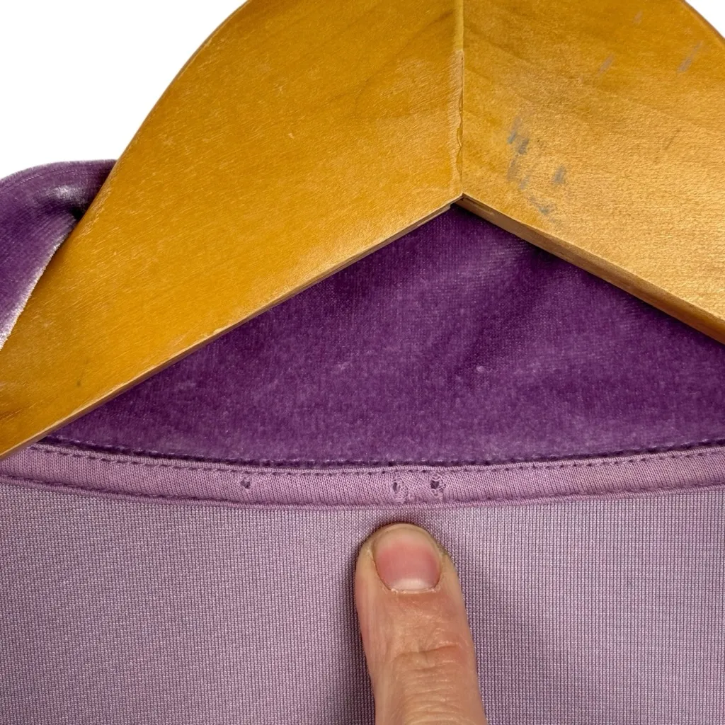 Fabletics Womens Purple Velour Zip Up Wide Leg Jumpsuit Tracksuit Onesie Cozy M - Image 10