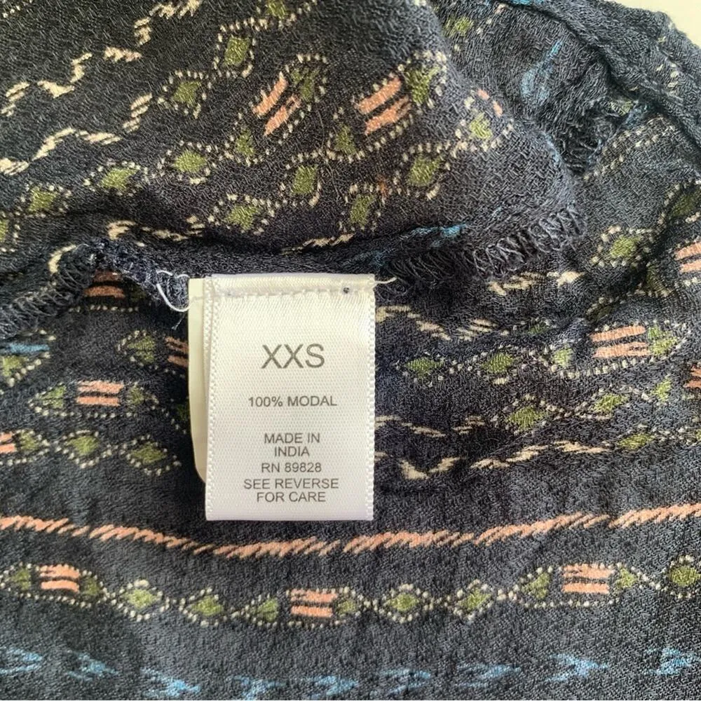 Haute Hippie Tribe Blair Navy Boho Printed Oversized Fit Open Front Kimono XXS - Image 8