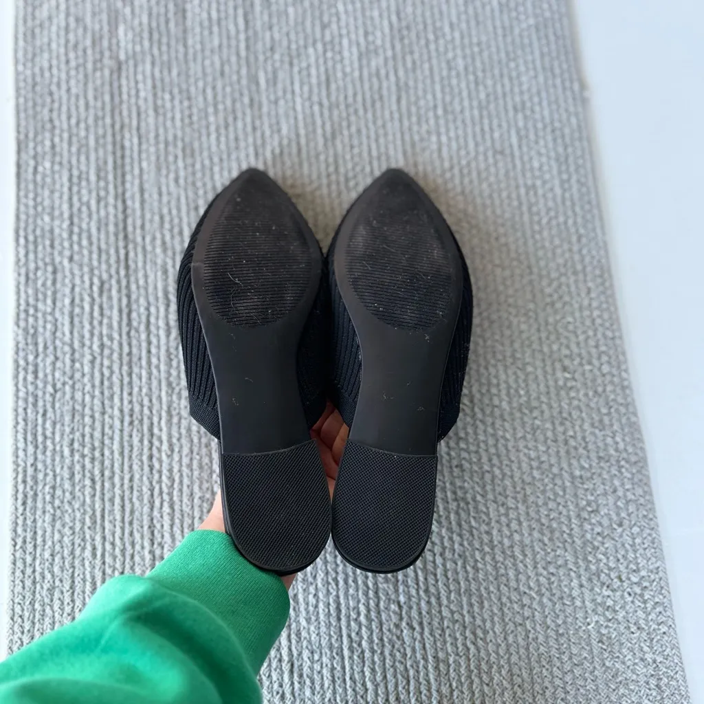 Journee Collection Black Stretch Fabric Pointed Toe Mules Slides Size 9.5 - Image 5