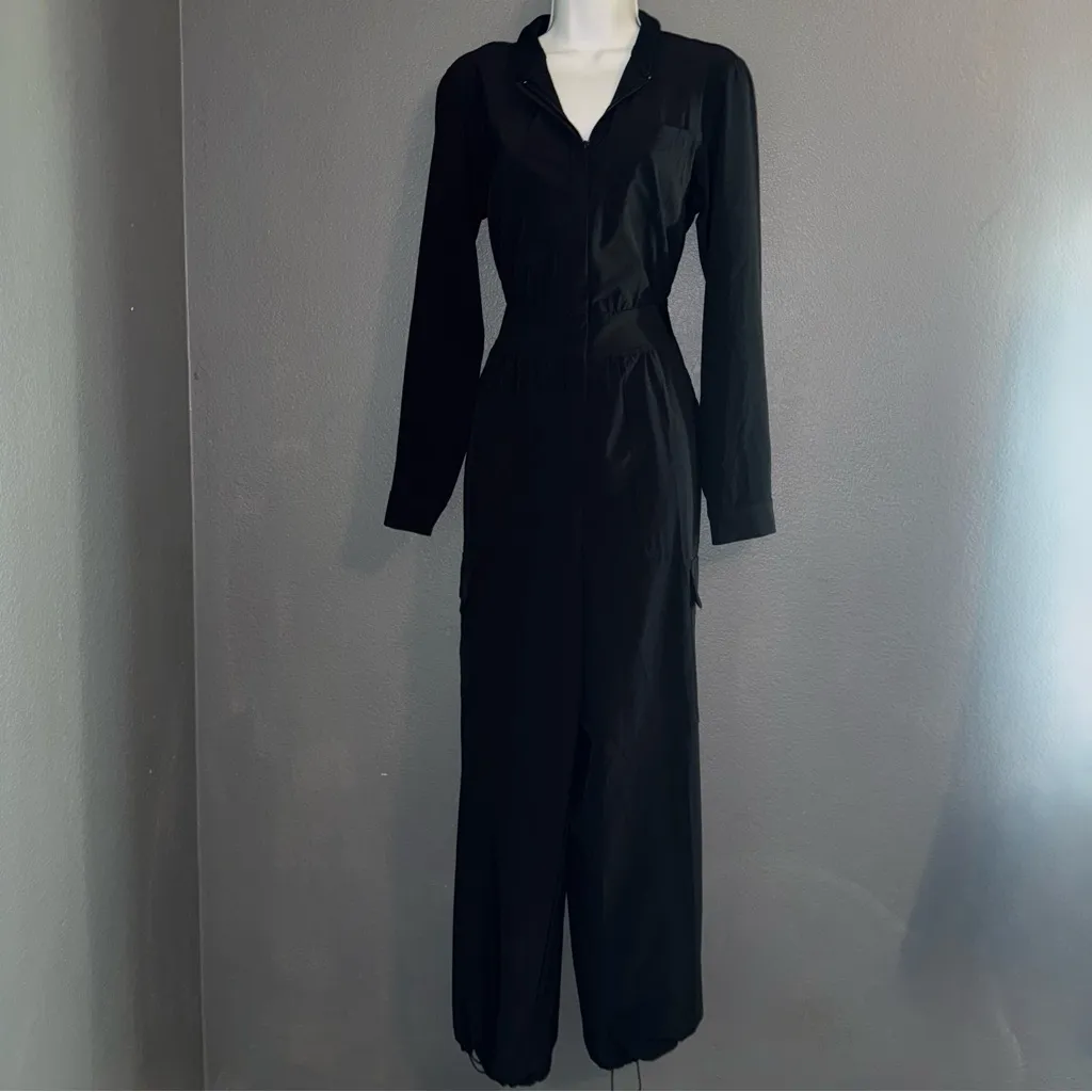 Athleta Black Long Sleeve Athletic Athleisure Jumpsuit Womens Small 4 - Image 4