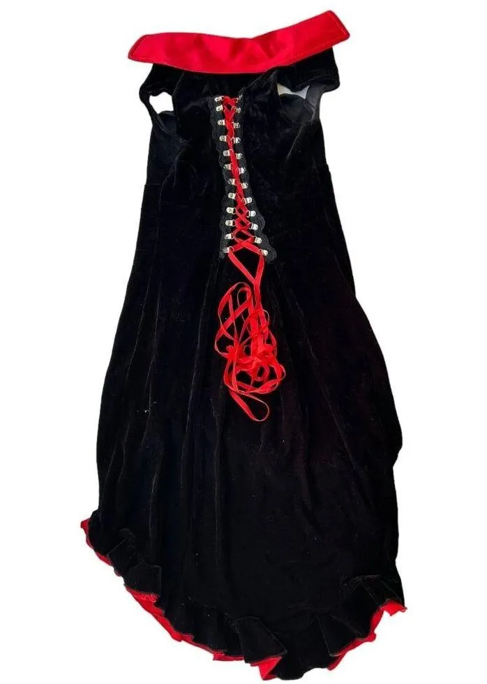 Women's S/M Halloween Black Velvet Red Silk Vampire Costume Sleeveless Dress Size undefined - Image 4