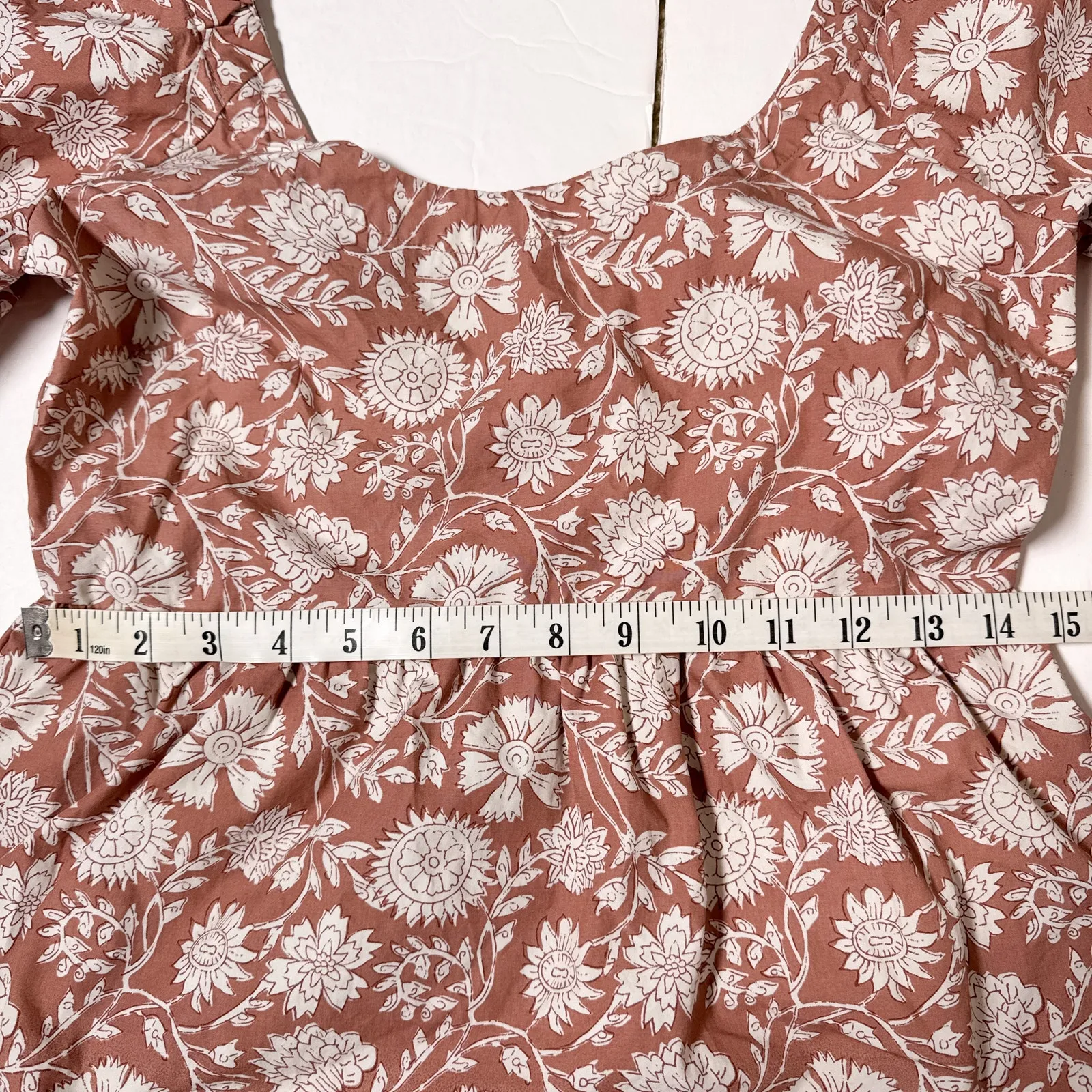 Faherty Freya Clay Jai Floral Dress Small Cotton Puff Sleeve - Image 15