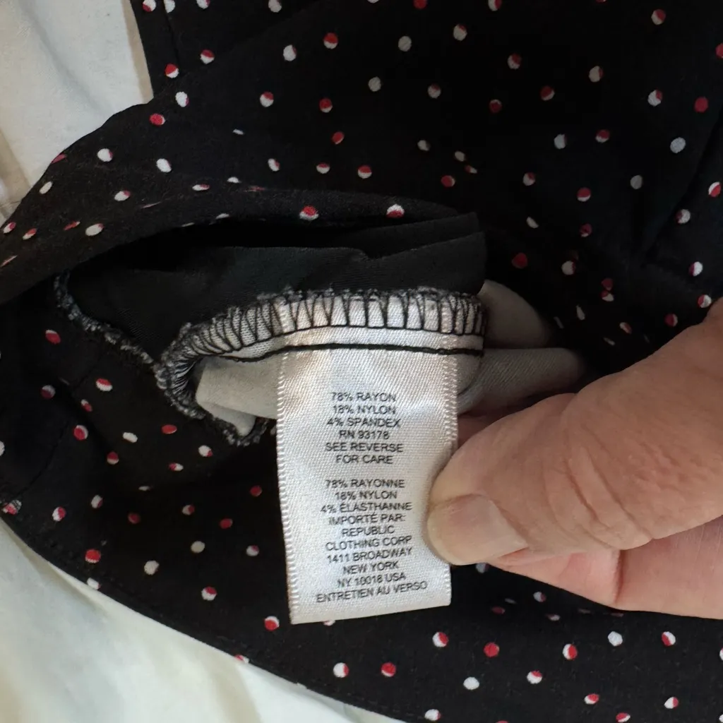 Catherine Malandrino Polka Dot Slim Ankle Pants Black Stretch Large Workwear - Image 9