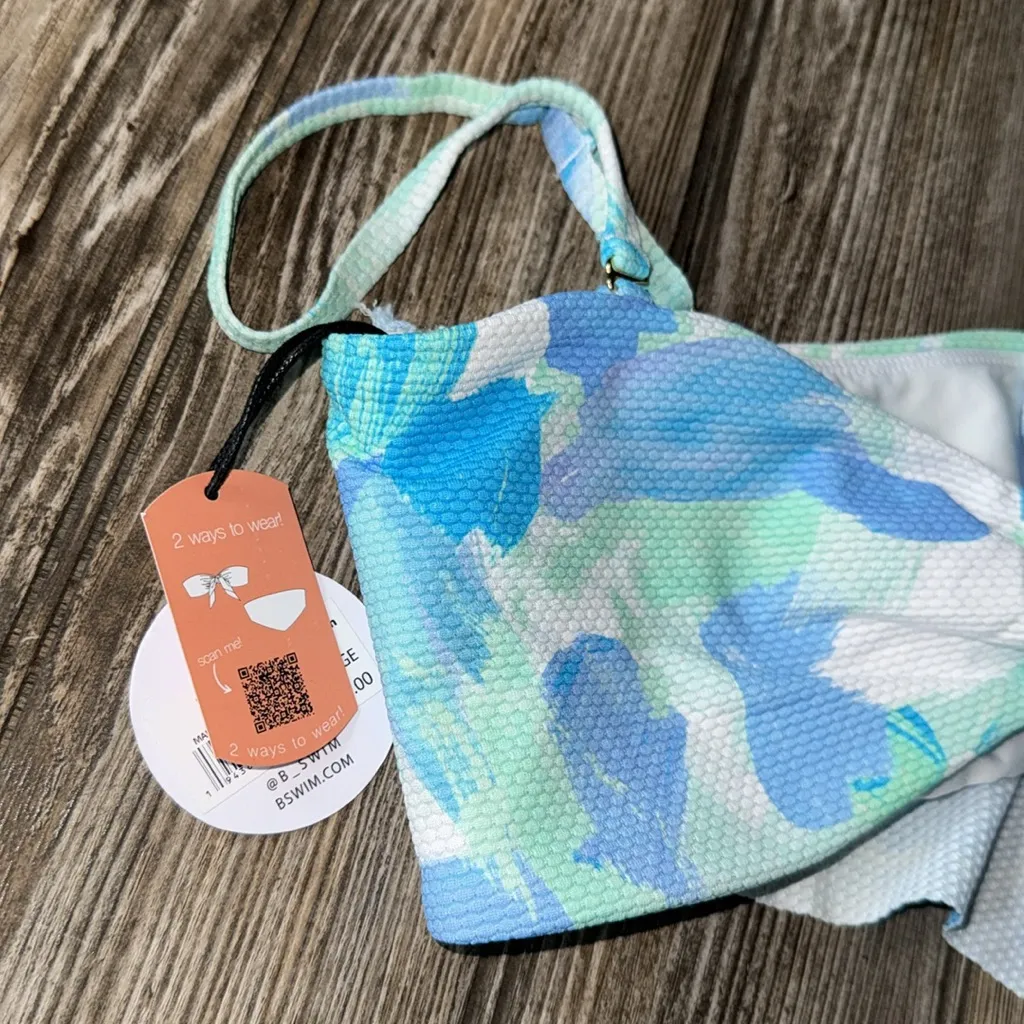 B Swim bikini NEW Blue crush Patterned large reverse - Image 5