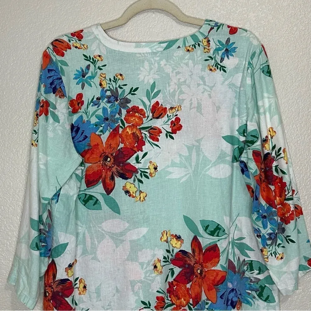 Van Heusen Linen Blend Floral 3/4 Sleeves Top - Image 6