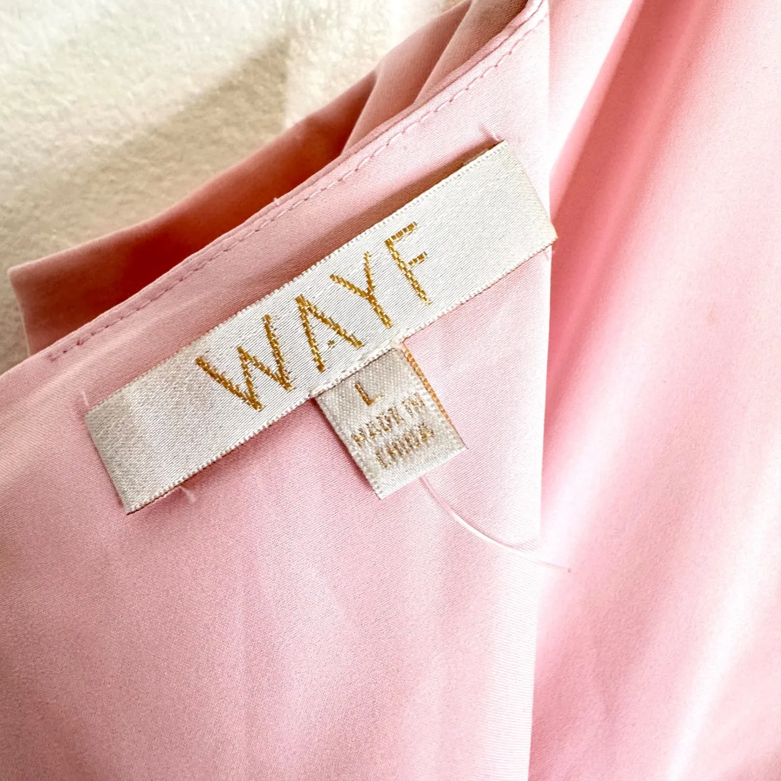 Wayf Satin Faux Wrap Mini Cami Dress‎ Light Pink Size L - Image 7